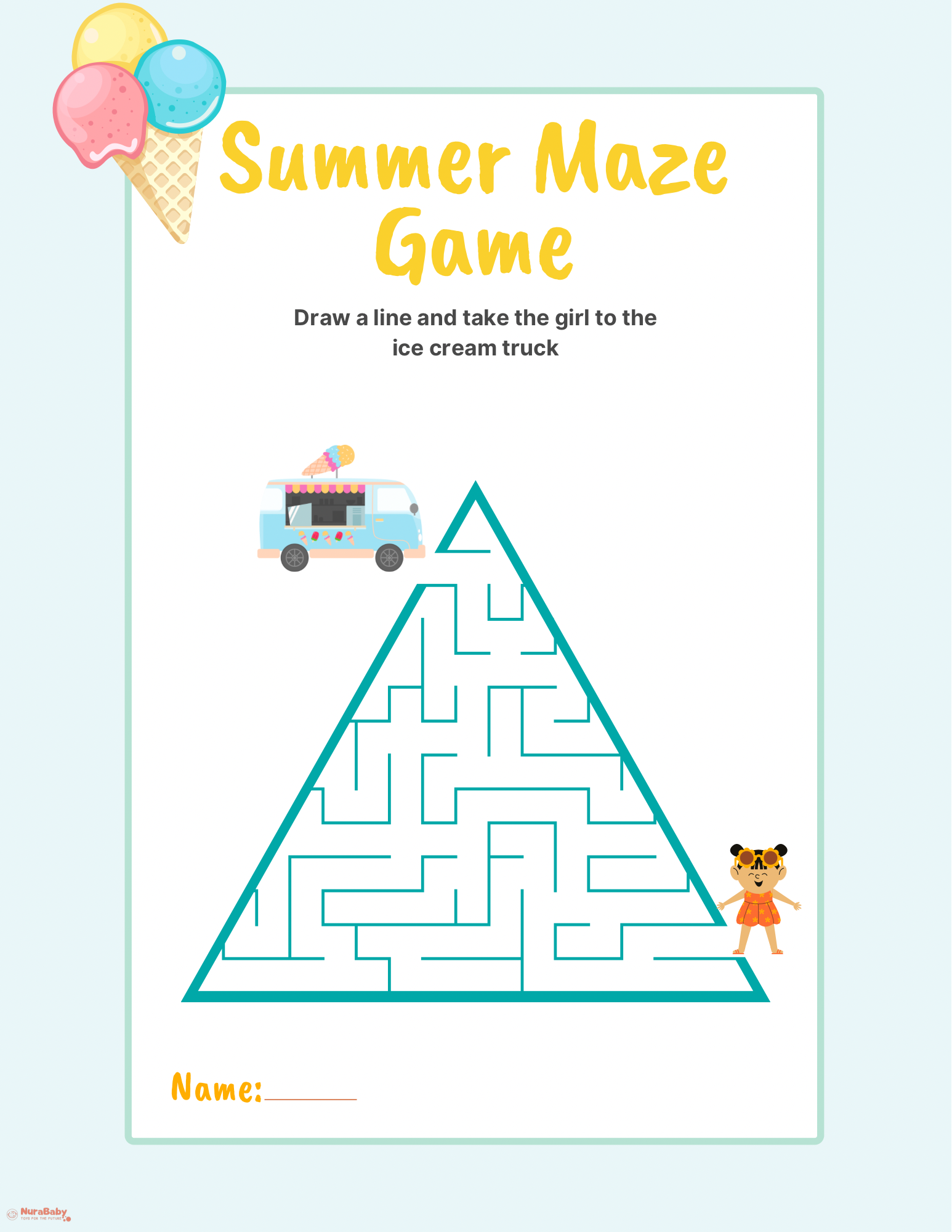 🍦 Summer Maze Fun: Help Her Get to the Ice Cream Truck!