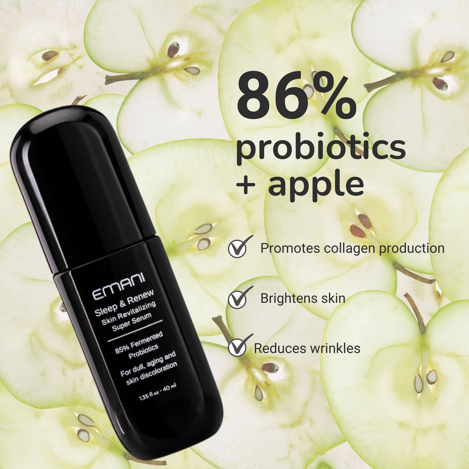EMANI VEGAN COSMETICS - Sleep & Renew Super Serum - Cell Turnover and Refine Pores