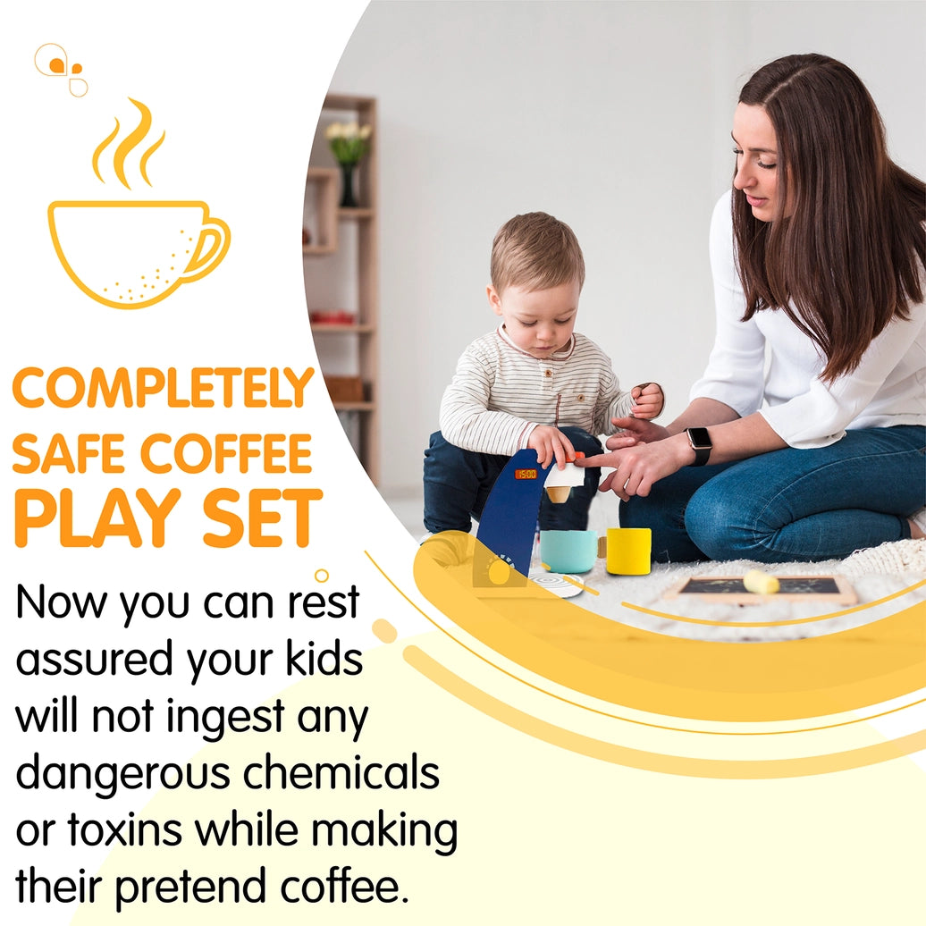 Leo & Friends - Leo & Friends Wooden Coffee Maker Set - 6 Piece Coffee Grinder Kit for Kids 3+ | Perfect Educational Wooden Play Kitchen Set Gift for Holidays & Birthdays