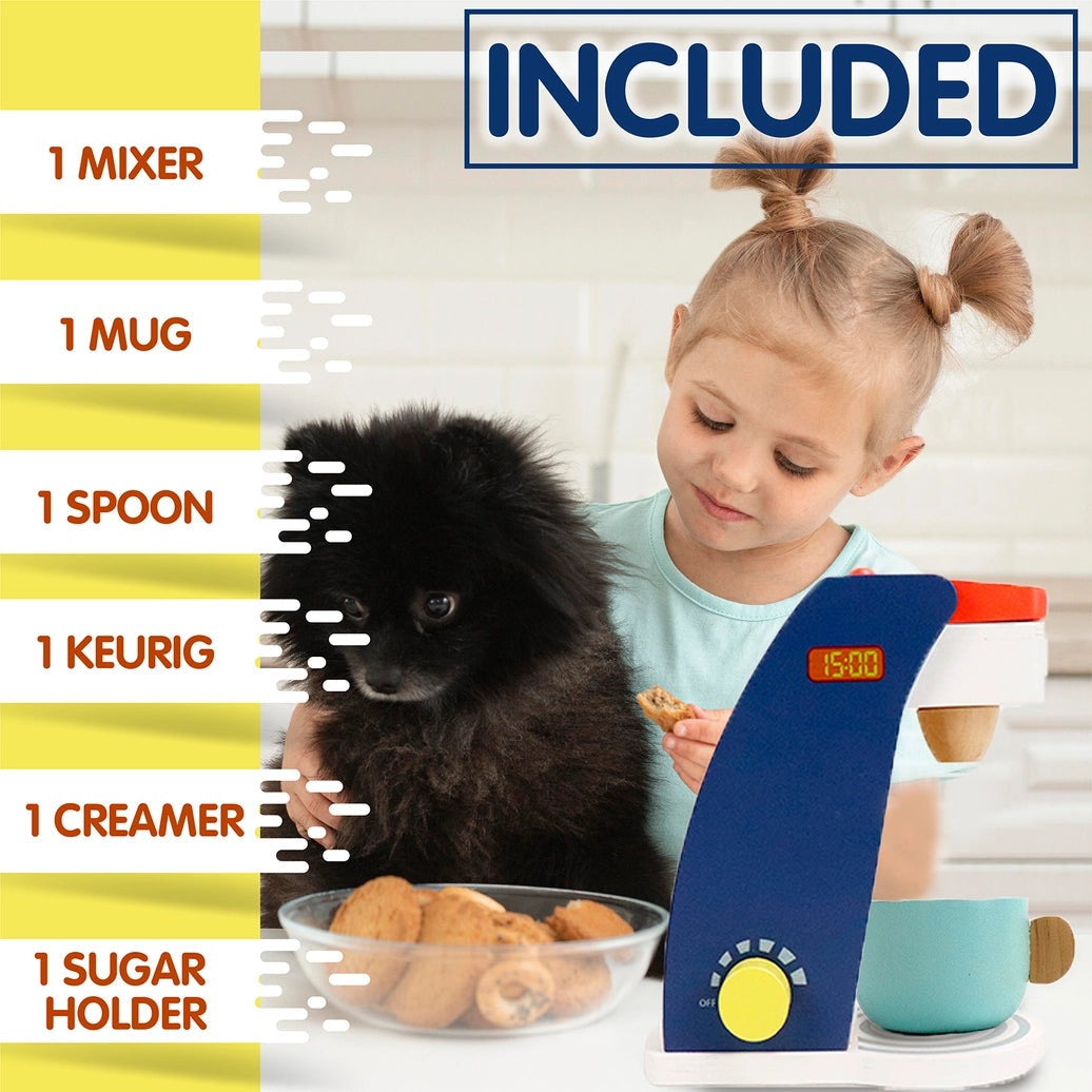 Leo & Friends - Leo & Friends Wooden Coffee Maker Set - 6 Piece Coffee Grinder Kit for Kids 3+ | Perfect Educational Wooden Play Kitchen Set Gift for Holidays & Birthdays