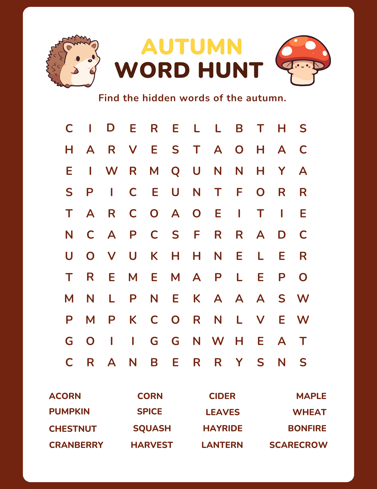 Autumn Word Hunt