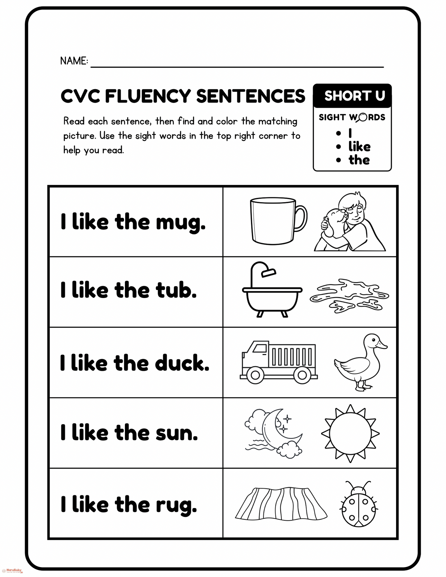 Build Reading Confidence with CVC Fluency Sentences (Short U Practice)