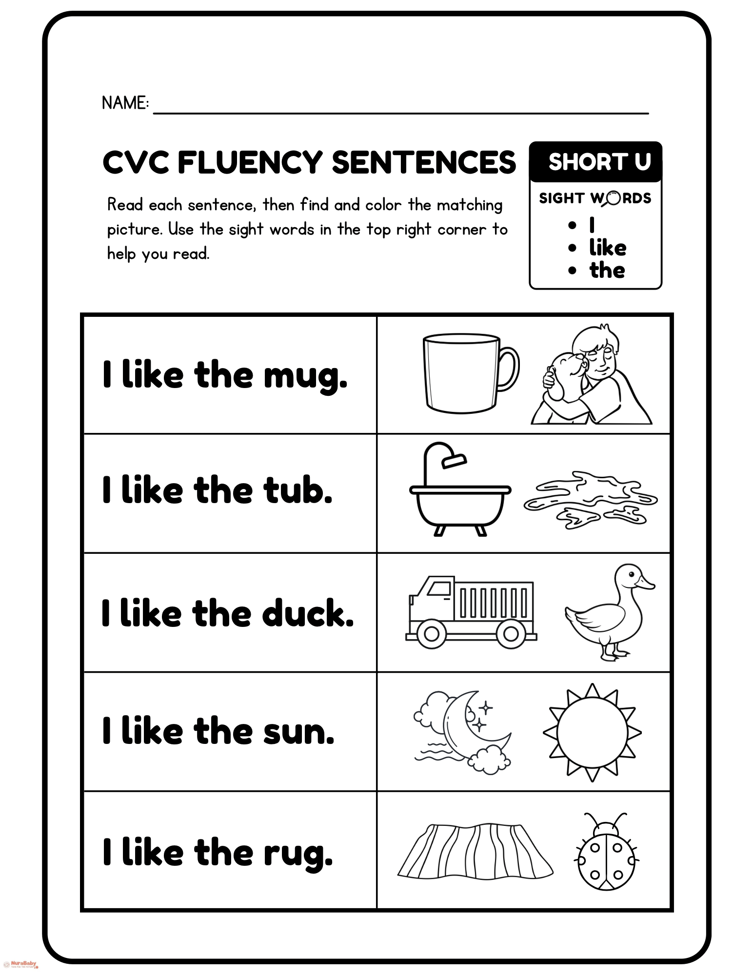 Build Reading Confidence with CVC Fluency Sentences (Short U Practice)