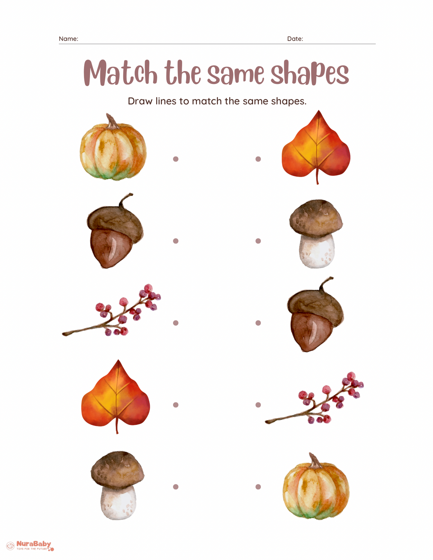 Match the Same Shapes: A Fun Fall Learning Worksheet for Preschoolers
