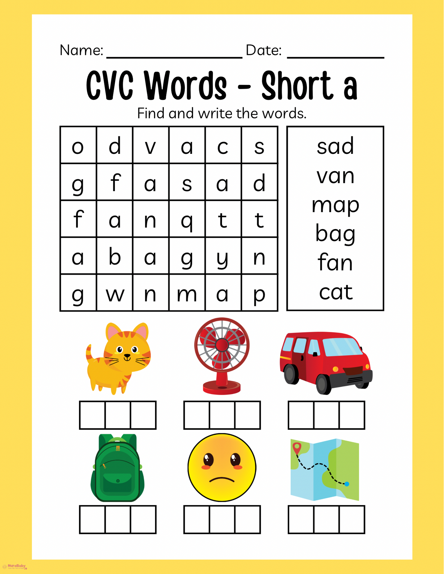 Fun and Free CVC Words Worksheet – Short A Word Practice for Kids