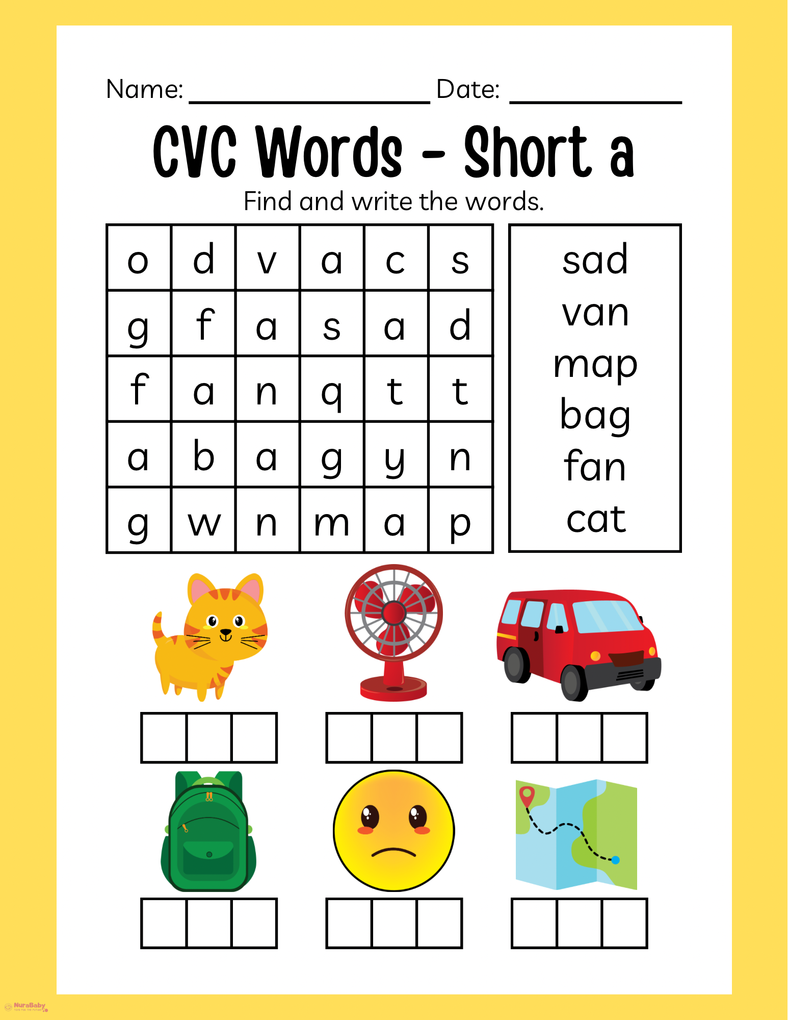Fun and Free CVC Words Worksheet – Short A Word Practice for Kids