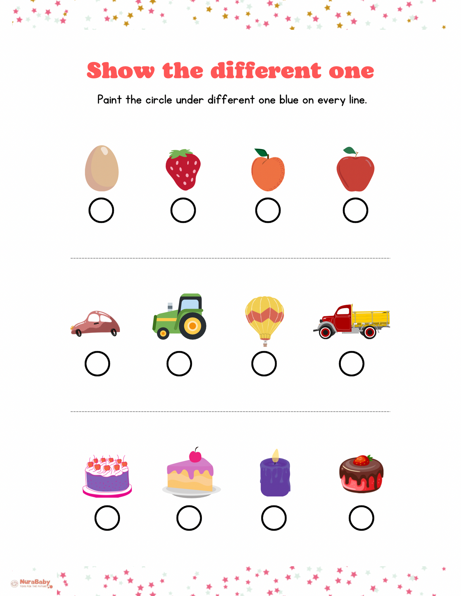 🧠 Show the Different On  Worksheet &nbsp;— Free Printable for Preschool &amp; Kindergarten