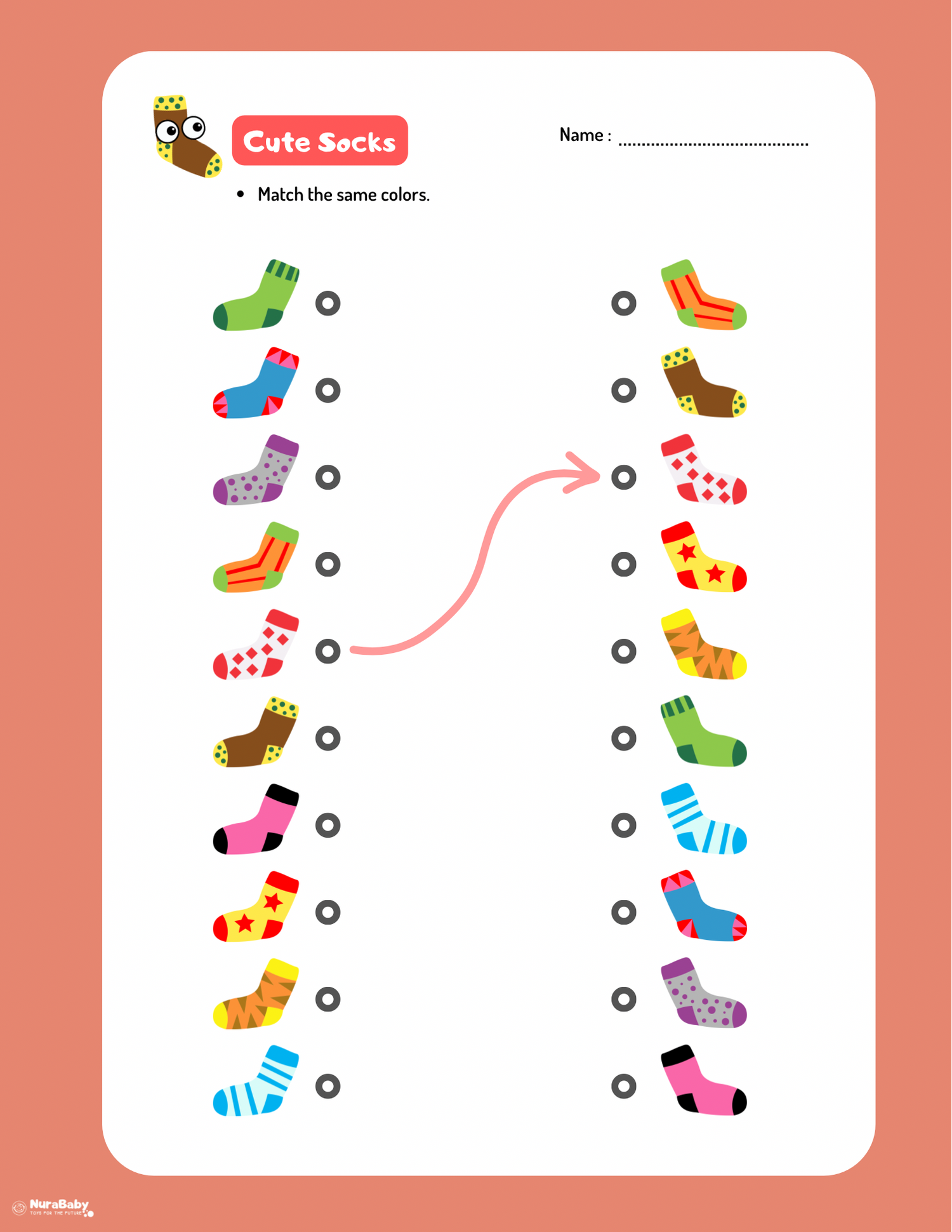 🧦 Cute Socks Matching Worksheet — Free Printable for Toddlers &amp; Preschoolers