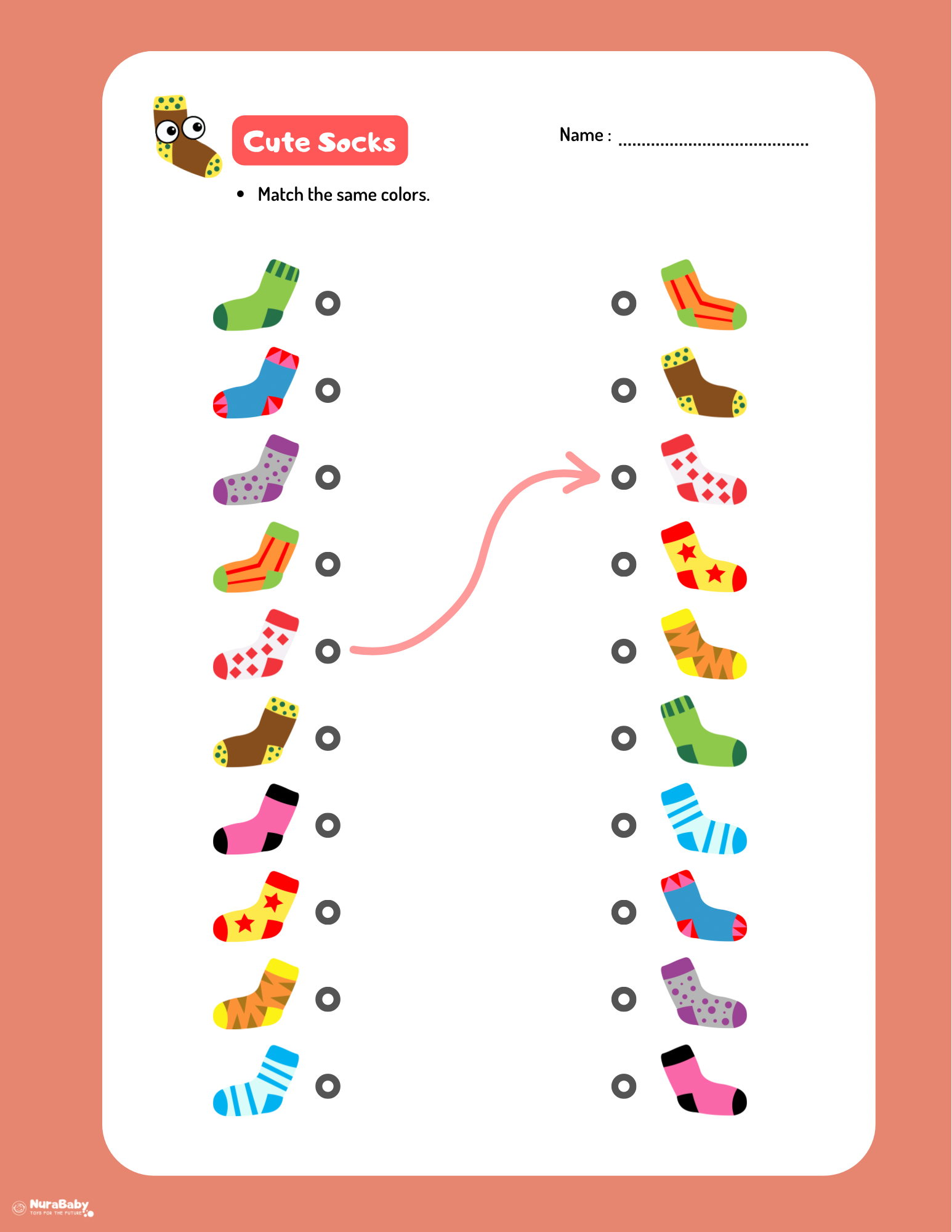 🧦 Cute Socks Matching Worksheet — Free Printable for Toddlers &amp; Preschoolers
