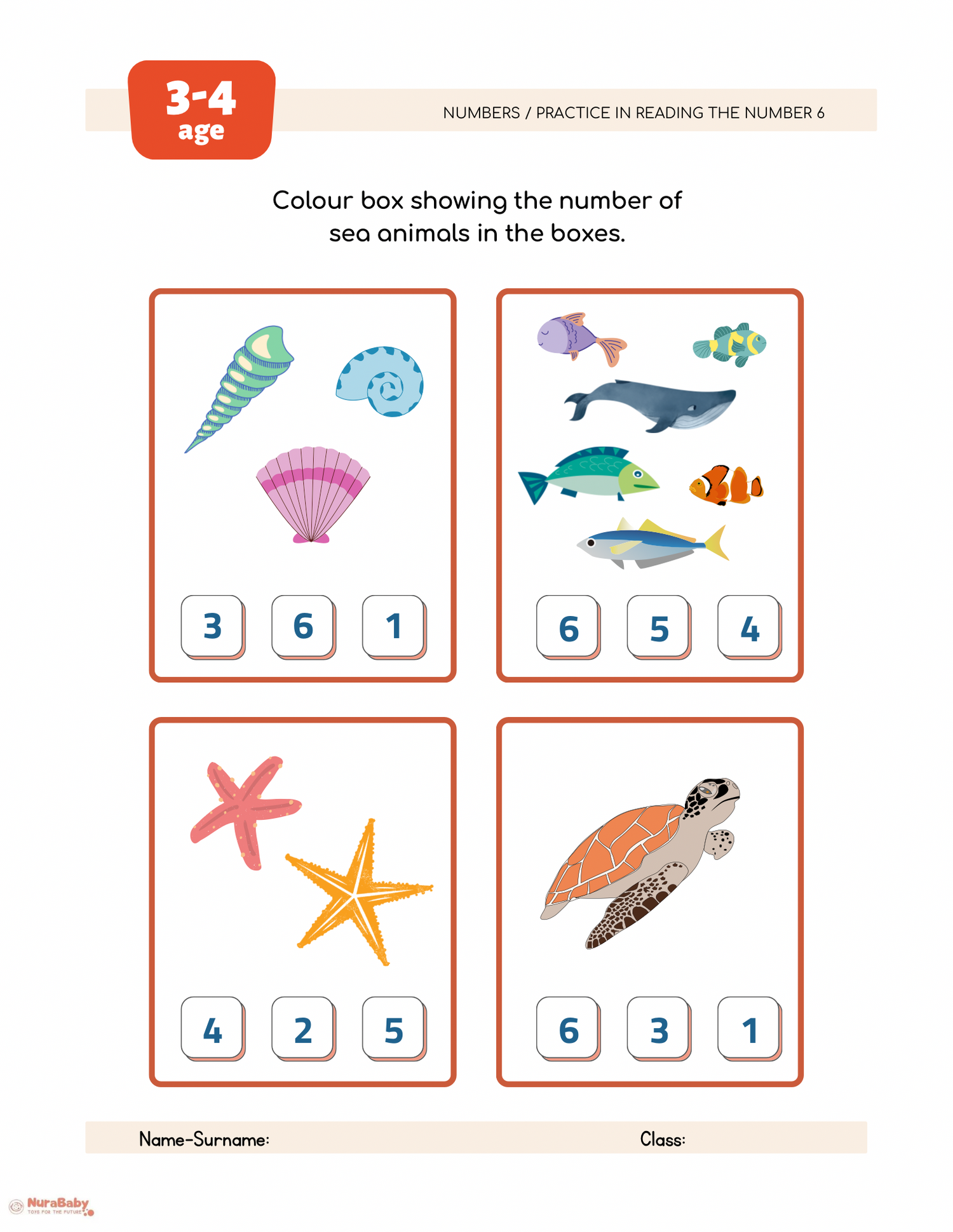 🌊 Sea Animal Counting Activity for Preschoolers (Ages 3–4)
