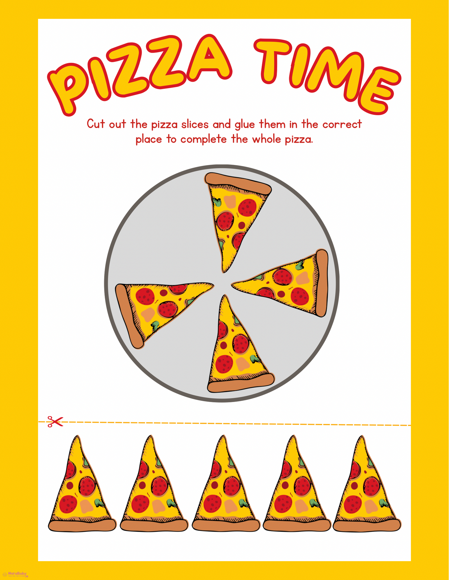 🍕 Pizza Time Learning Fun! | NuraBaby Learning Printable