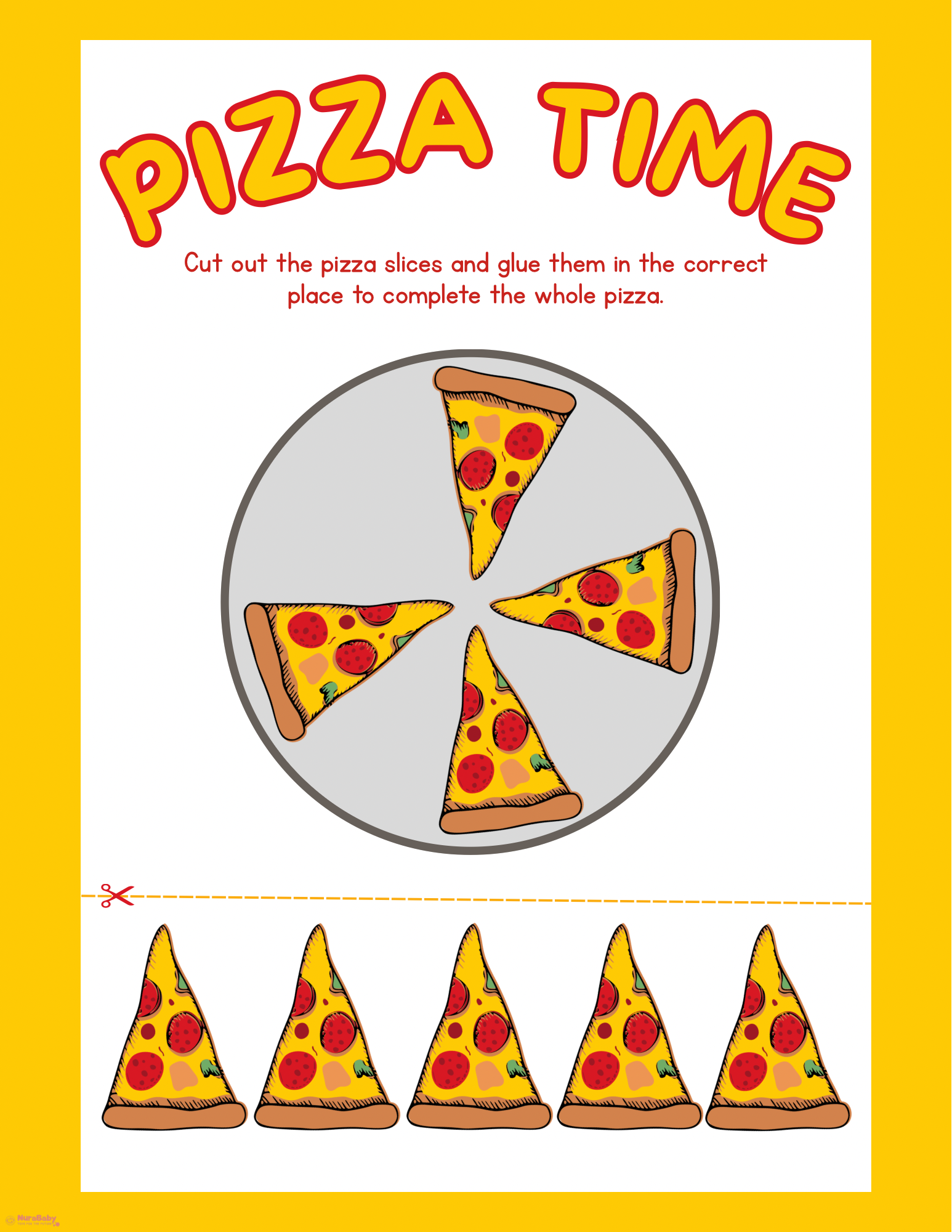 🍕 Pizza Time Learning Fun! | NuraBaby Learning Printable