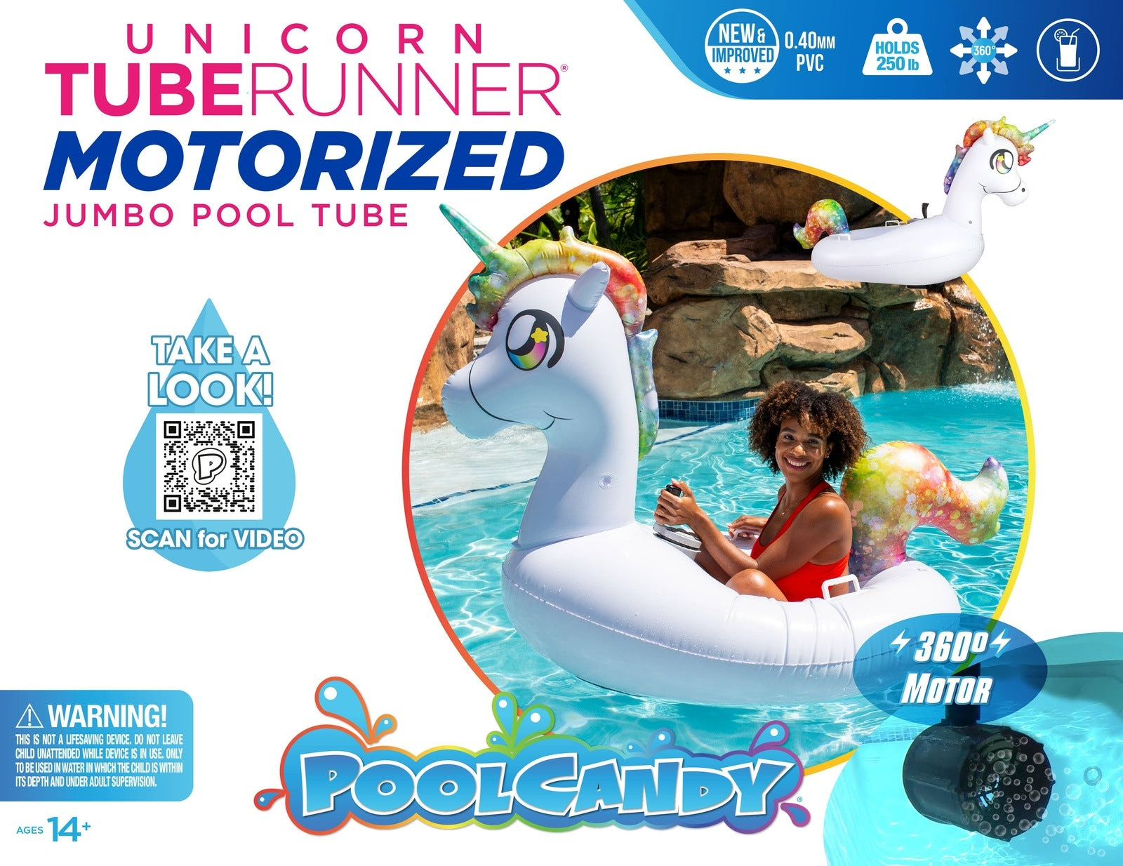 PoolCandy - Tube Runner Motorized Unicorn Pool Float Special Edition