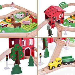 77 Pieces Wooden Farm & Tractor Play Set