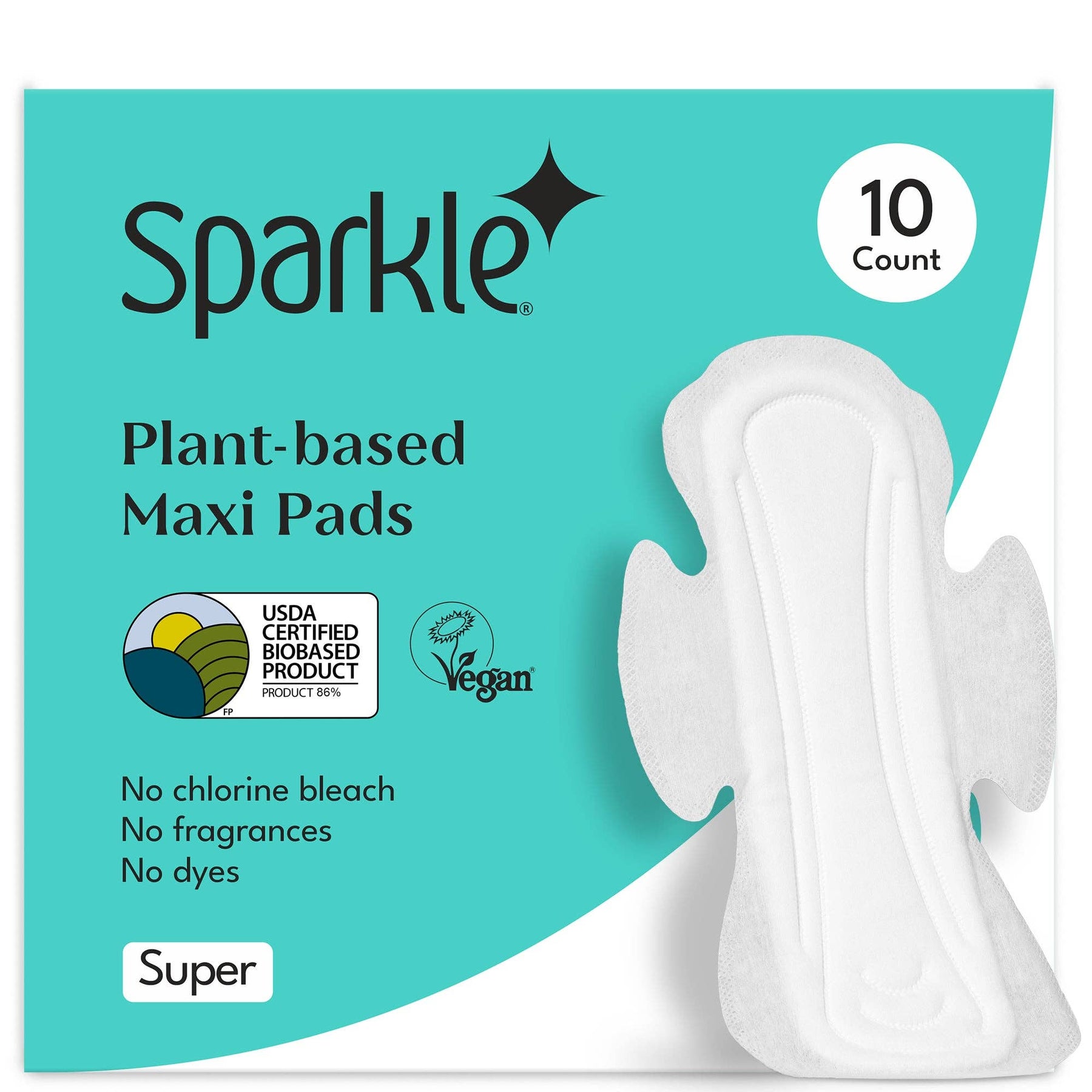 Sparkle - Sparkle Plant-Based Maxi Pads Super, 10 Count