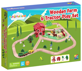 77 Pieces Wooden Farm & Tractor Play Set