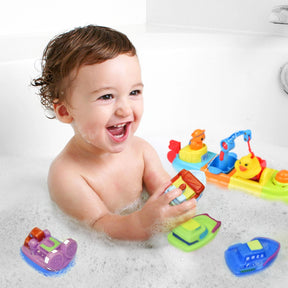 7 PCs Bath Toys Boats Include One Big Wind Up Squirters