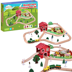 77 Pieces Wooden Farm & Tractor Play Set