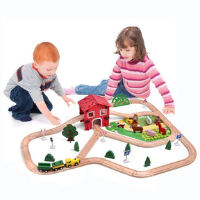 77 Pieces Wooden Farm & Tractor Play Set