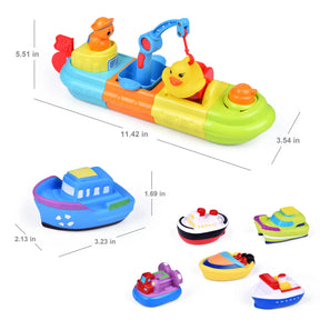 7 PCs Bath Toys Boats Include One Big Wind Up Squirters