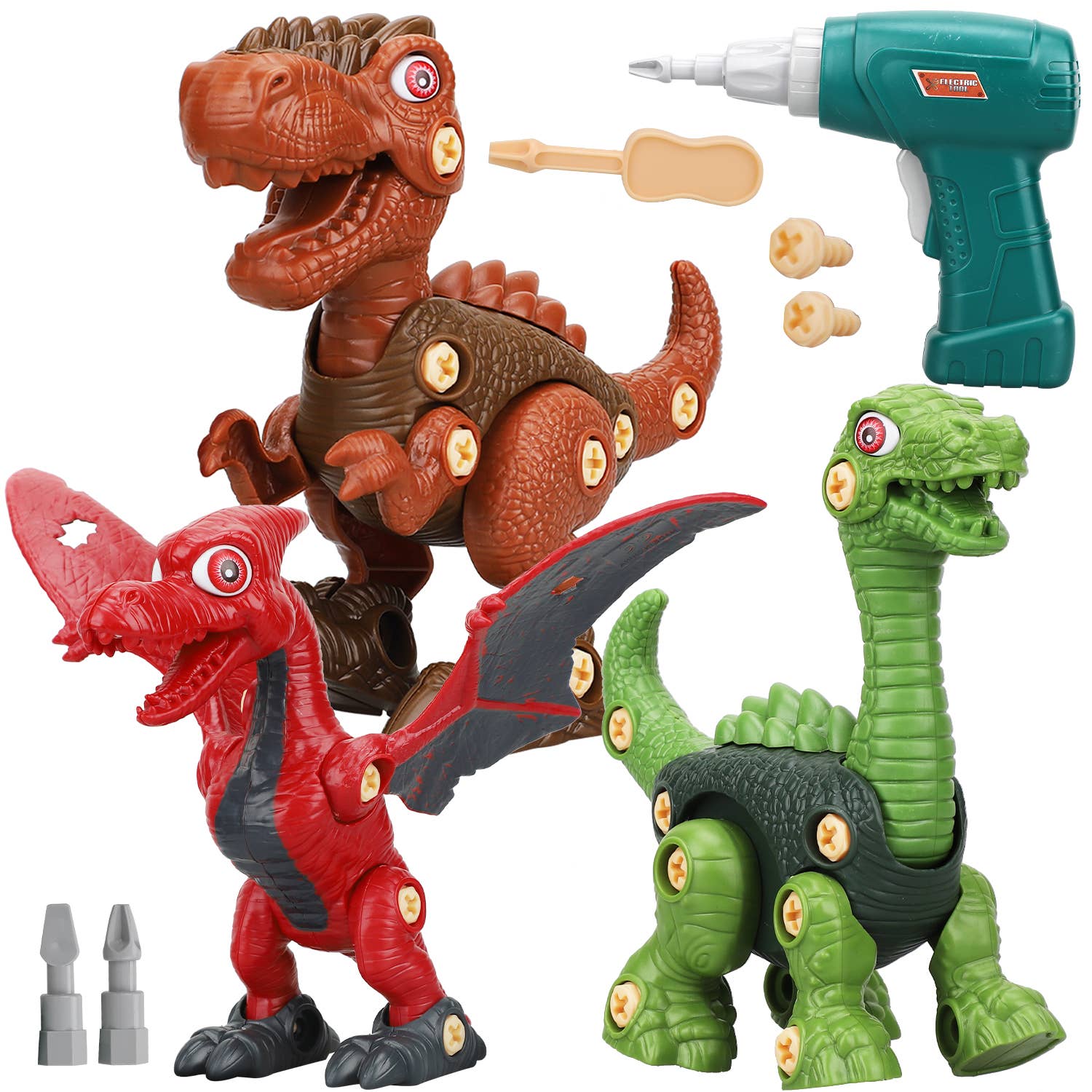 TOY Life - 3 Pack Take Apart Dinosaur Toys for Kids