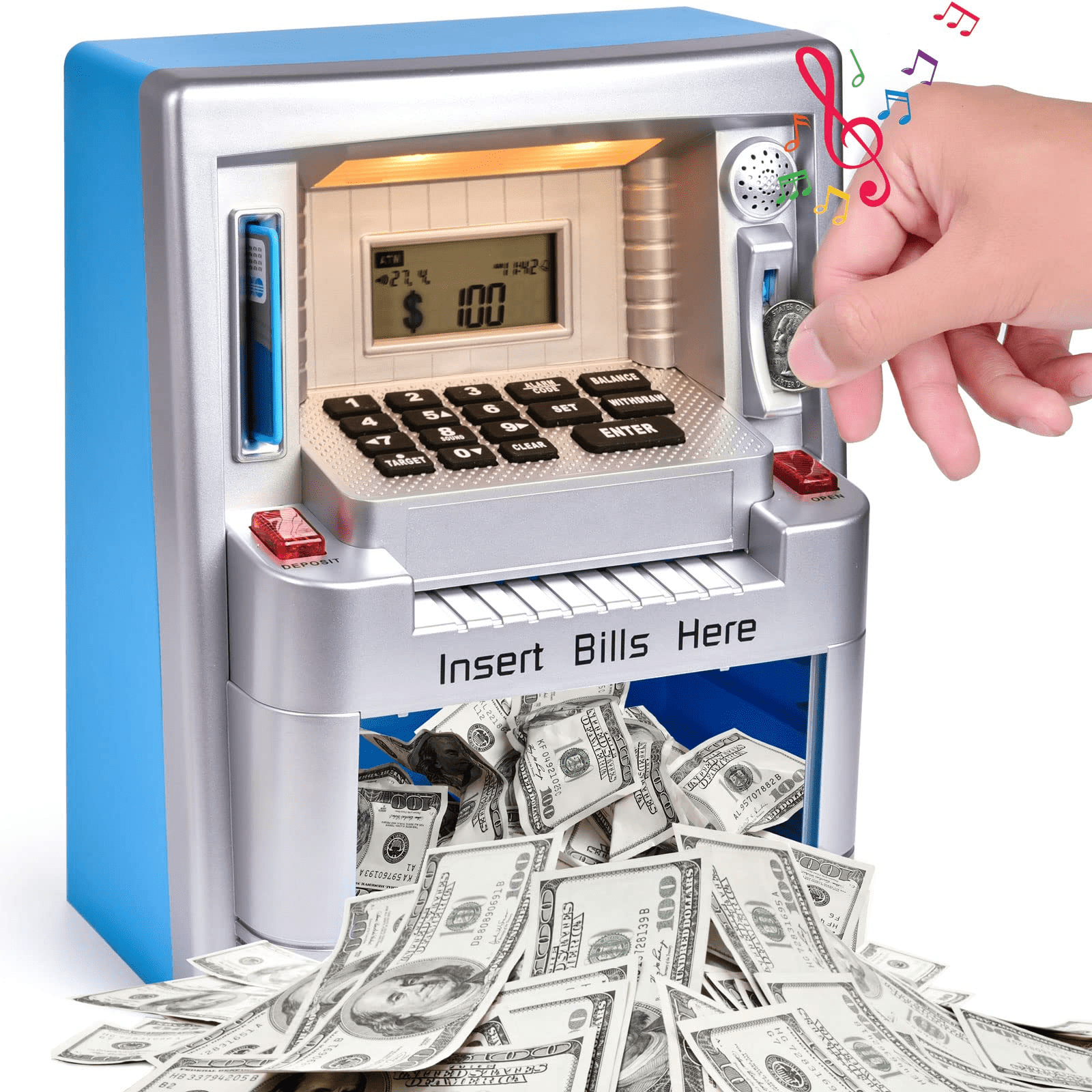 ATM Machine Toy for Real Money with Card Piggy Bank for Kid