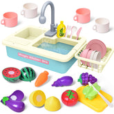 15.7" 31 PCs Pretend Play Sink Toys Include Play Food