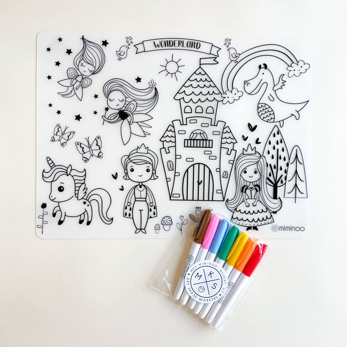 Miminoo - Silicone Reusable Coloring Tablemat for kids - Wonderland