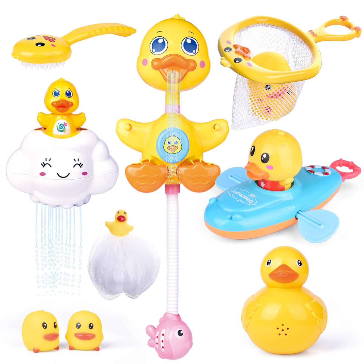 9 PCs Baby Bath Toys Duck Spray Water Toy