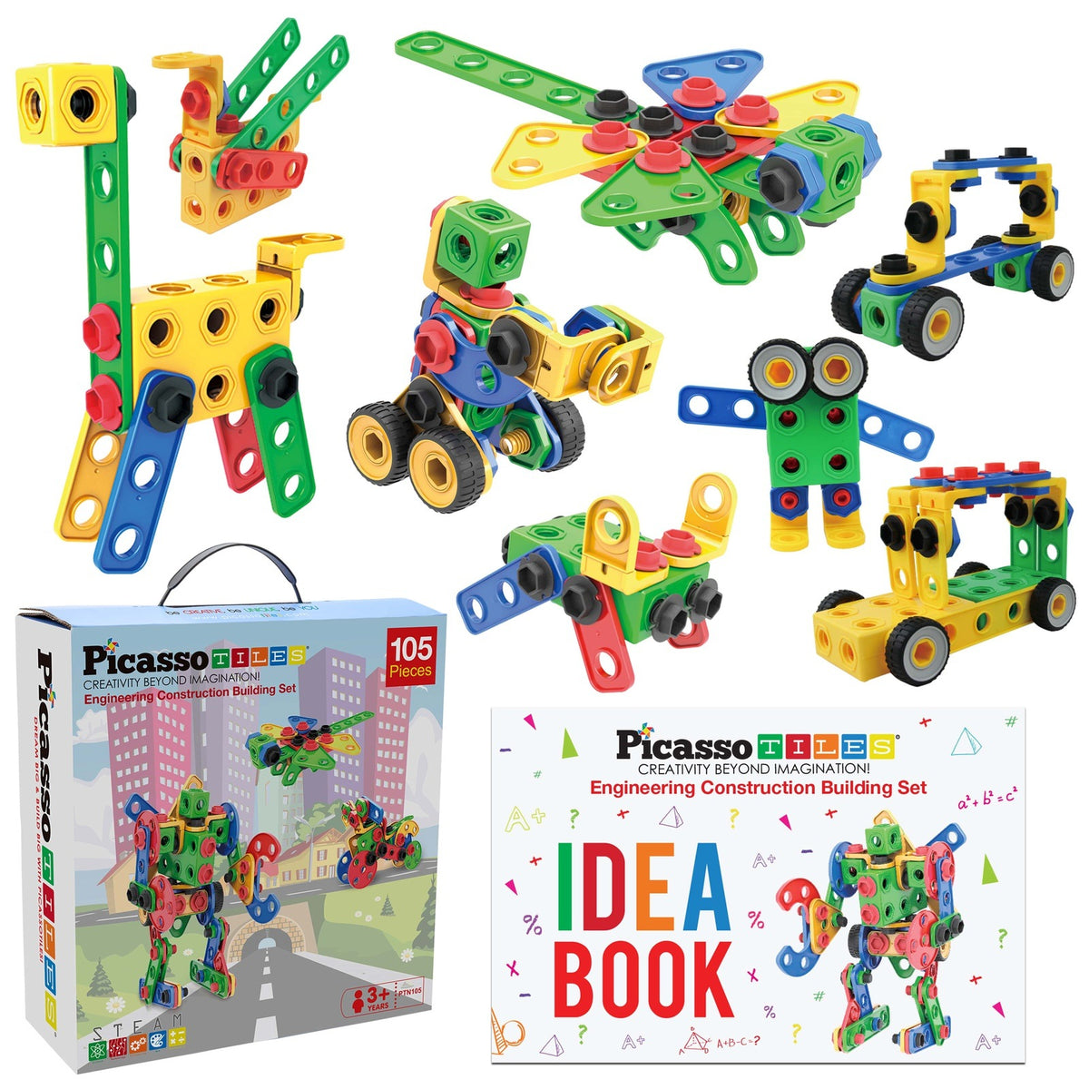 PicassoTiles - 105 Piece Engineering Toolkit