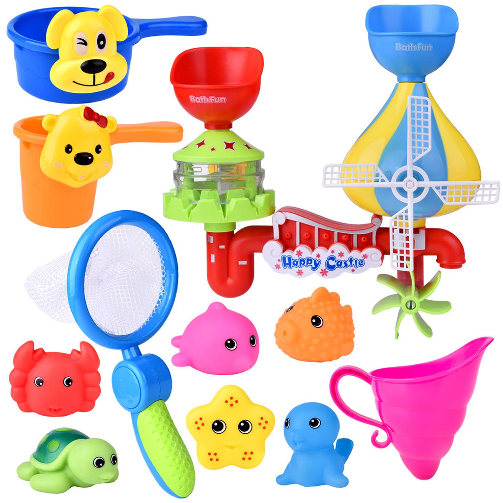 12pcs Toddler Bath Toys Sea Animals Water Toys Stackable Cup - Nura Baby