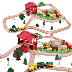 77 Pieces Wooden Farm & Tractor Play Set