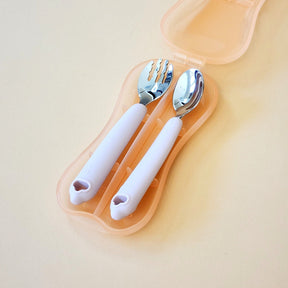 Silicone & Stainless Steel Utensils with Case Spoon & Fork