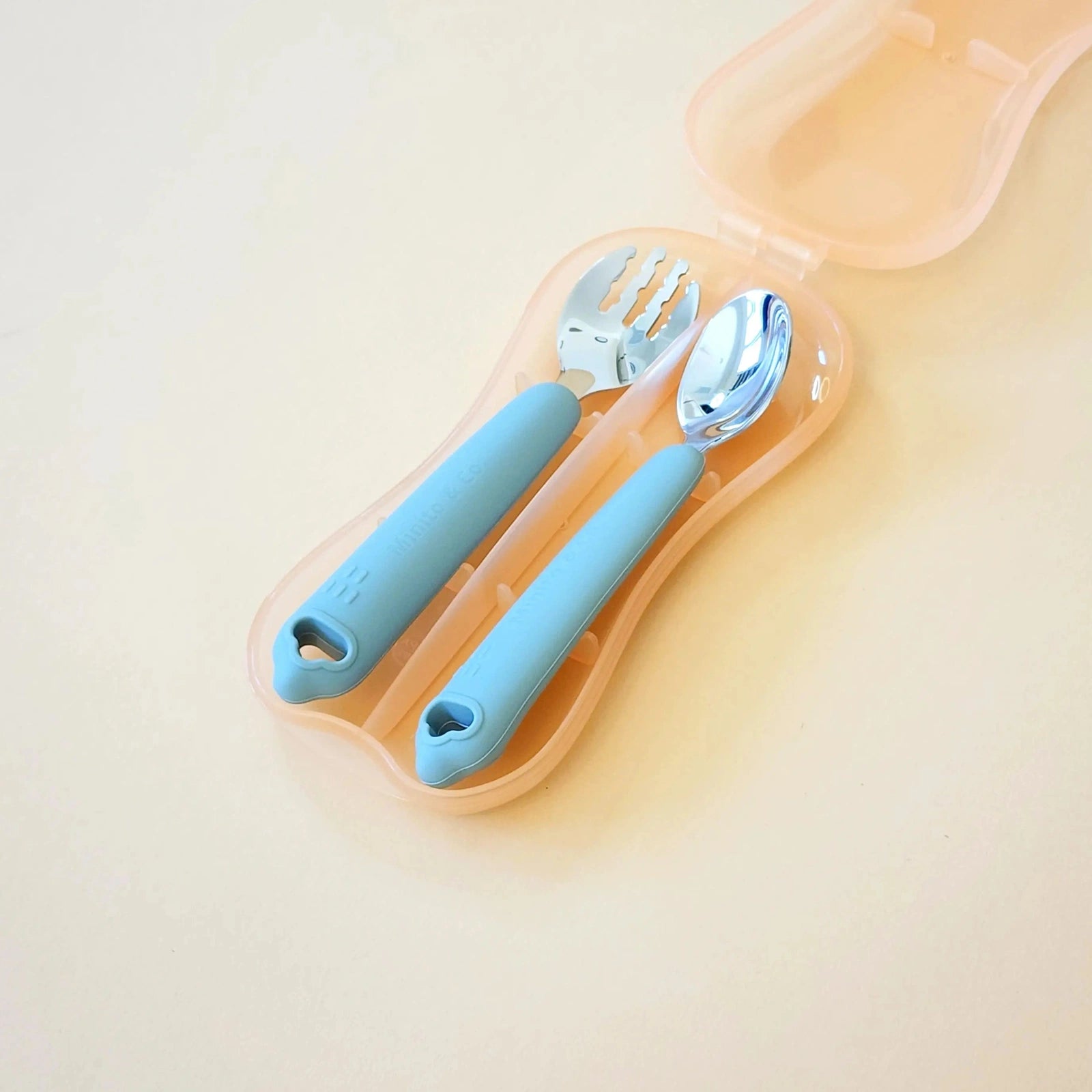 Silicone & Stainless Steel Utensils with Case Spoon & Fork