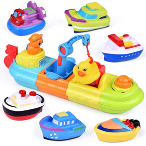 7 PCs Bath Toys Boats Include One Big Wind Up Squirters