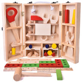 Fun Little Toys - 43 PCs Kids Tool Box Wooden Toys Set Kids Tool Kits